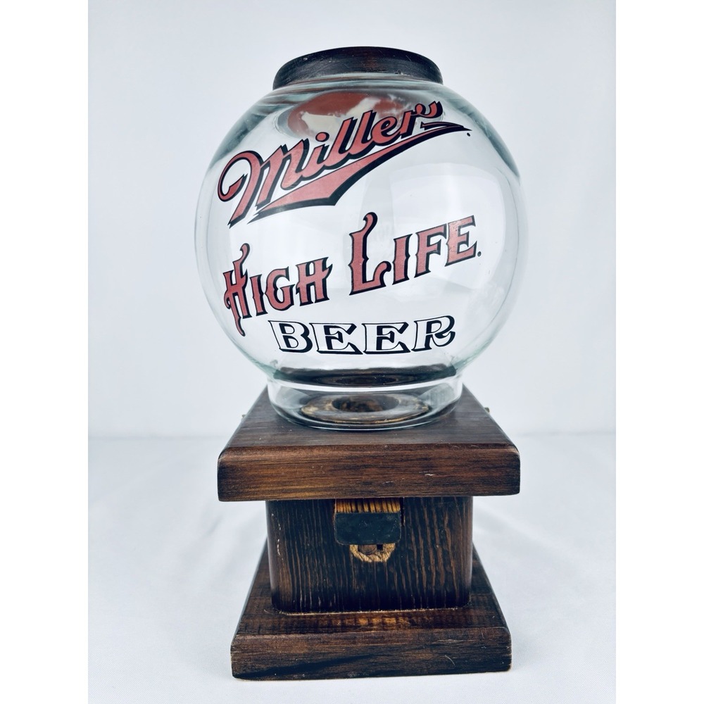 Vintage Miller High Life Beer Peanut Candy Dispenser Glass Globe - Man Cave Bar